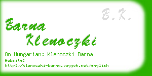 barna klenoczki business card